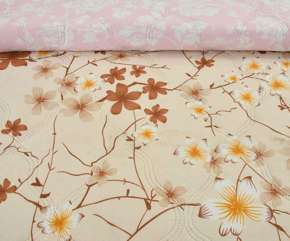 Furnofy Ultrasonic Comforter King Size Light Weight | Microfibre |Beige & Pink Autum - 80 x 90 in