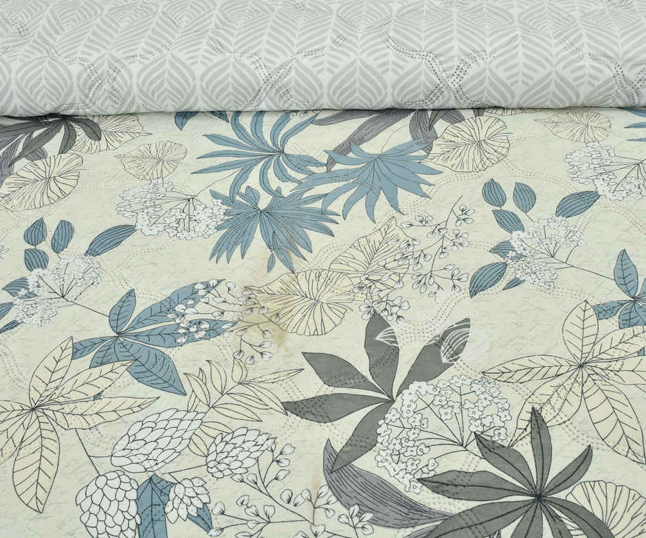 Furnofy Ultrasonic Comforter King Size Light Weight | Microfibre | Cream Multi - 80 x 90 in