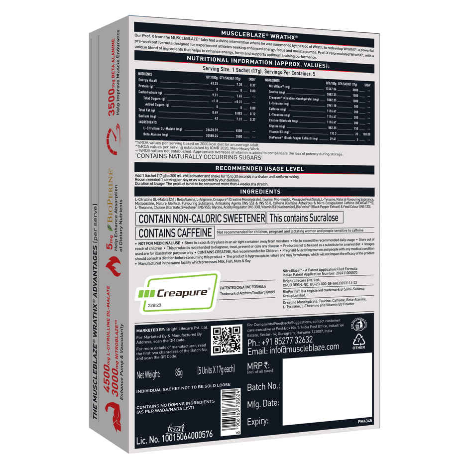 Muscleblaze Pre Workout Wrathx With Creapure, Nitroblaze & Bioperine | Cola Frost