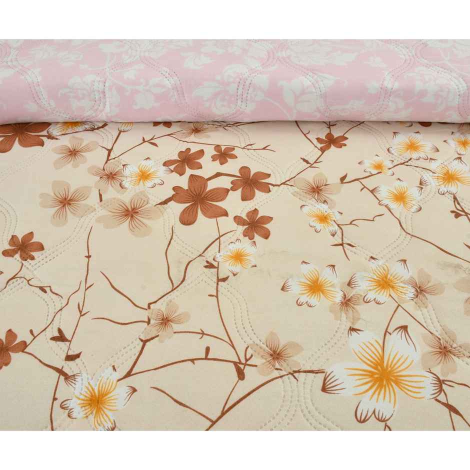 Furnofy Ultrasonic Comforter King Size Light Weight | Microfibre |Beige & Pink Autum - 80 x 90 in