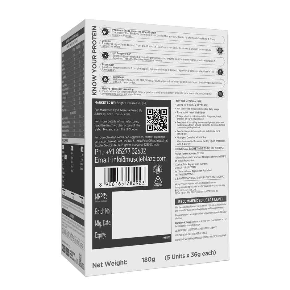 MuscleBlaze Biozyme Performance Whey Protein Powder Pack (Rich Chocolate)