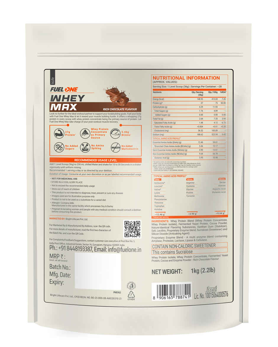 Fuel One Whey Max Protein Powder | Rich Chocolate