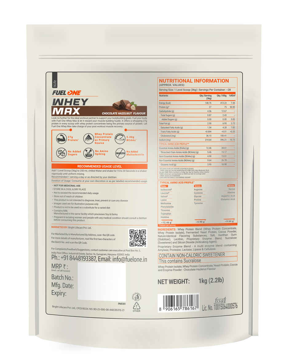 Fuel One Whey Max Protein Powder Chocolate | Hazelnut