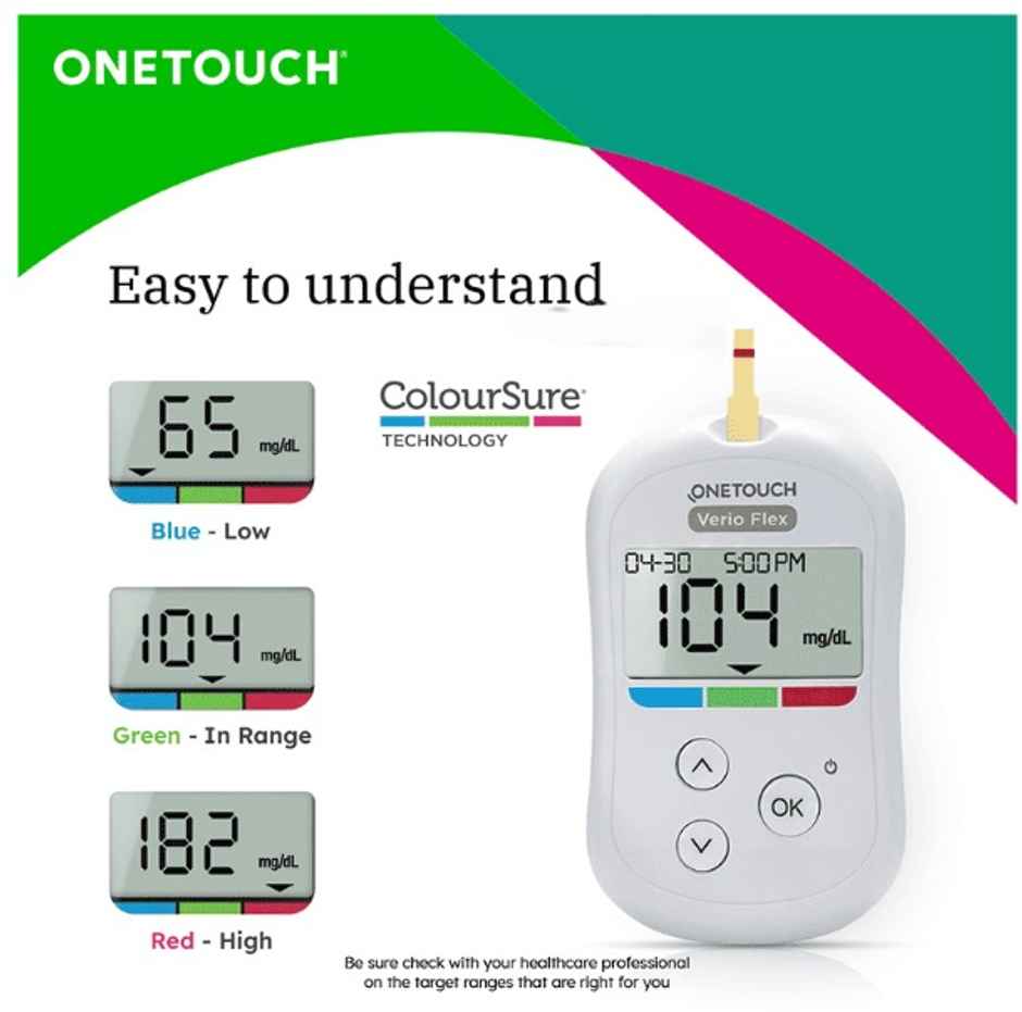 OneTouch Verio Flex Blood Glucose Monitor With Free 10 Test Strips