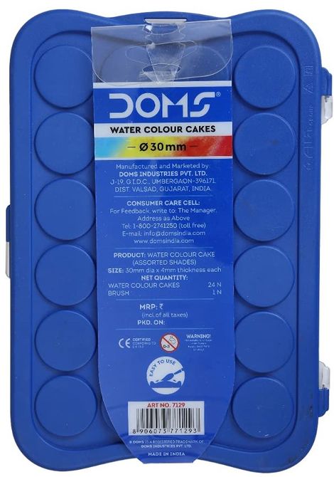 Doms Water Color Cakes 24 Shades (23 Mm)