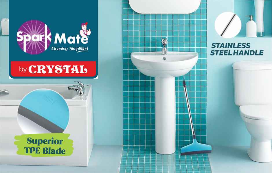 Sparkmate By Crystal Dinky Bathroom Wiper With Rod Height 62 Cm And Tpe Blade Width 20 Cm