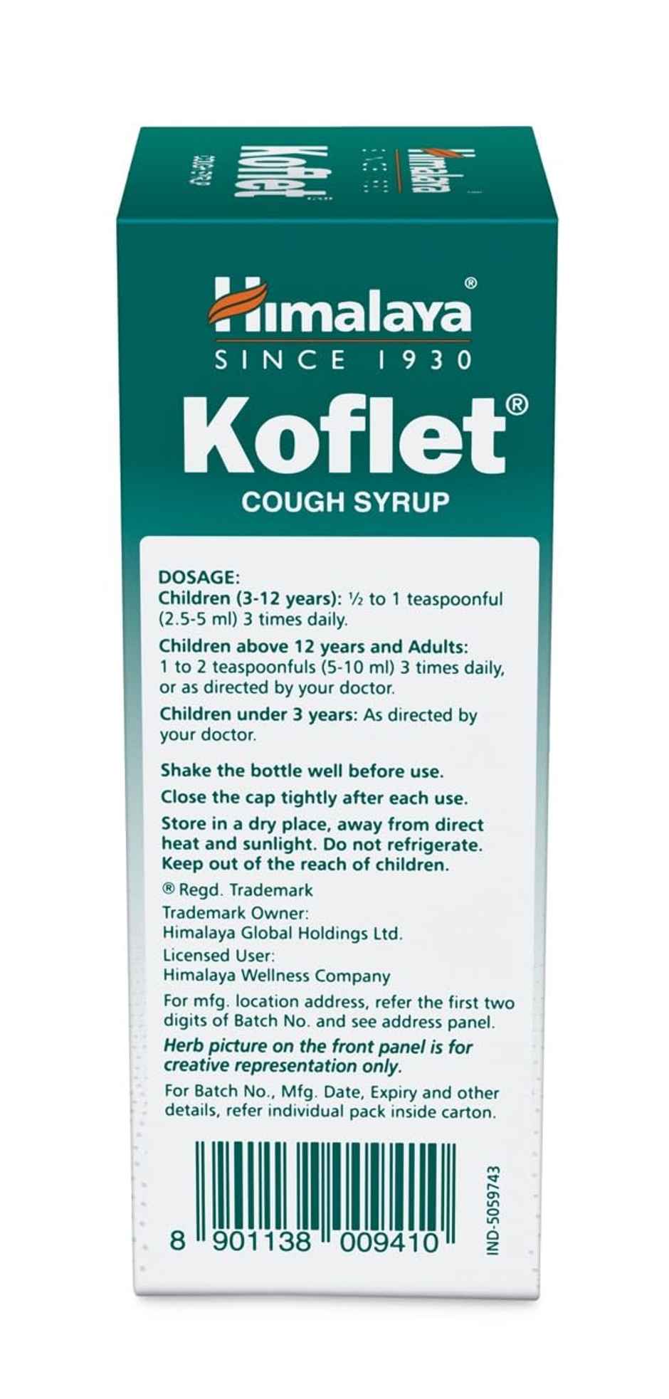 Himalaya Koflet Cough Syrup + 6 Lozenges Free for Cough & Throat Relief | Non Drowsy