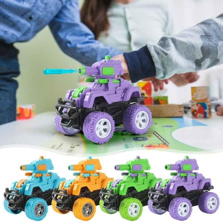 Chigy Wooh Friction Powered Tank Launcher Truck for Kids | 4WD Push & Go Shooting Toy