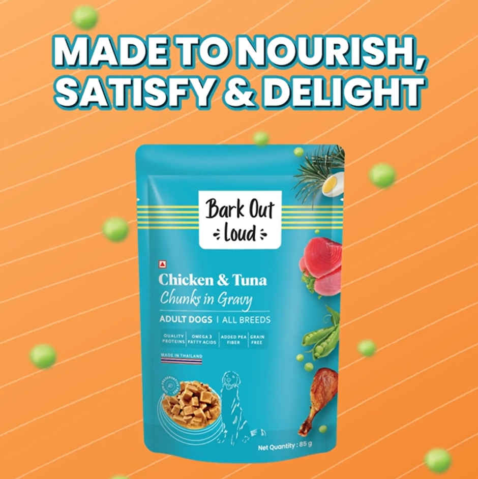 Bark Out Loud Dog Food Chicken Tuna Chunks Gravy Grain Free Wet Adult All Breeds