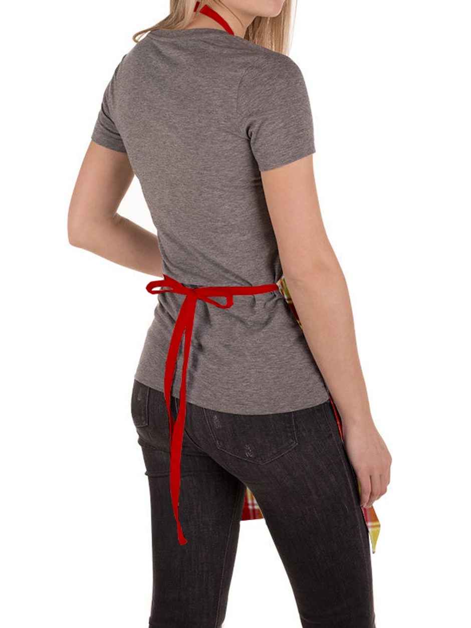 Lushomes Kitchen Apron Set - Orange & Red Checks