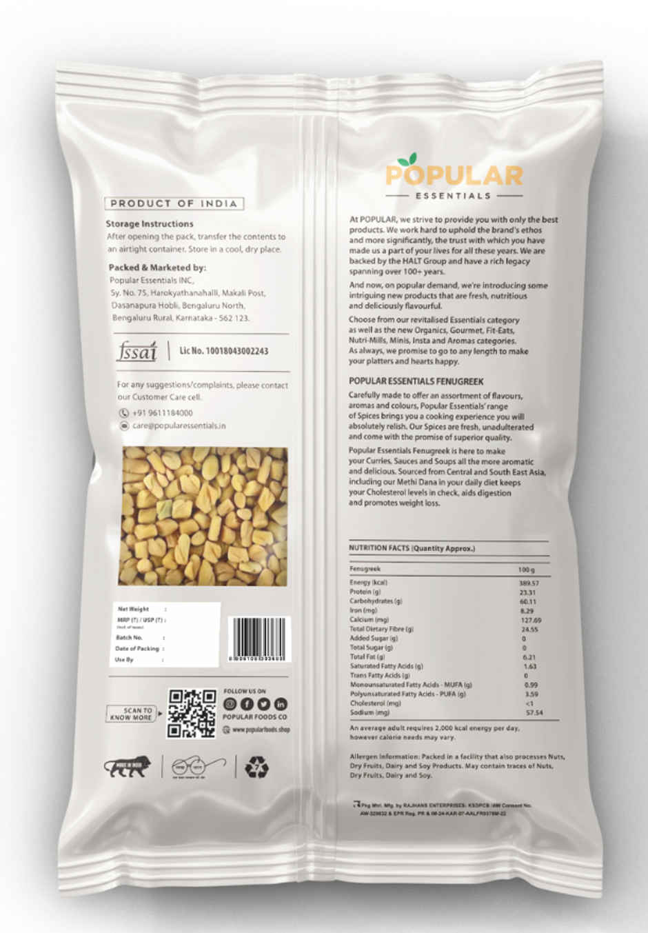 Popular Essentials Fenugreek/Methi Seeds