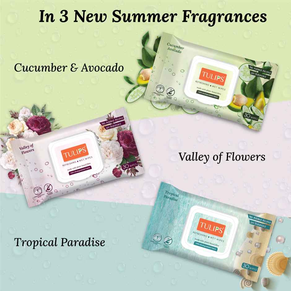 Tulips Refreshing Wet Wipes Tropical Paradise LID | 30 Pulls Per Pack