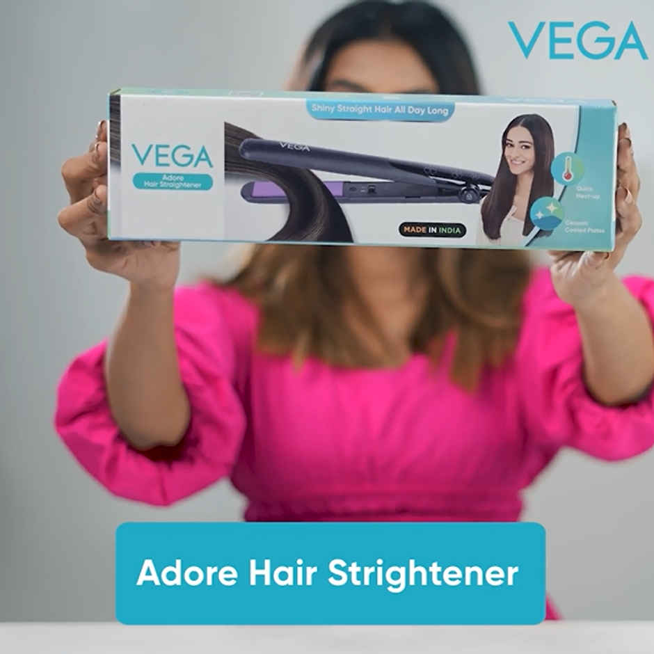 Vega Adore Hair Straightener for Women with Ceramic Plates & Fast Heat, 1 Year Warranty, (VHSH-18)