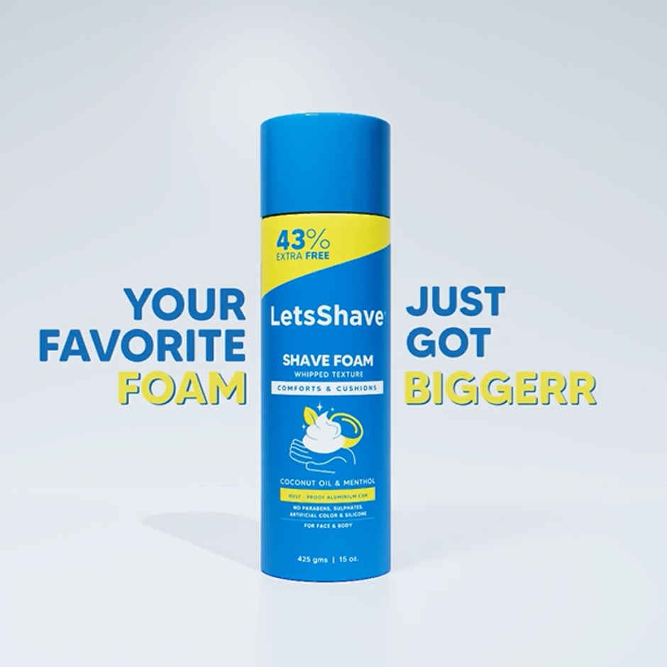 LetsShave Sensitive Shave Foam | Paraben & Sulphate Free, Coconut Oil & Menthol, Rust-Proof Can