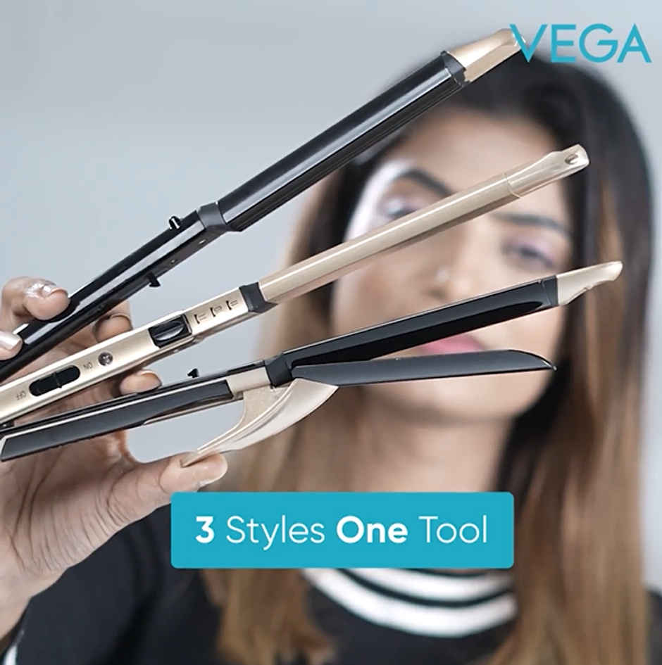 Vega 3 in 1 Hair Styler Straightener, Curler and Crimper for Women, Multi Hair Styler (VHSCC-01)
