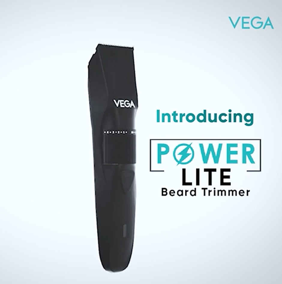 Vega Power Lite Beard Trimmer for Men with 90 mins Runtime, 2 Comb Attachment, USB Type C (VHTH-38)