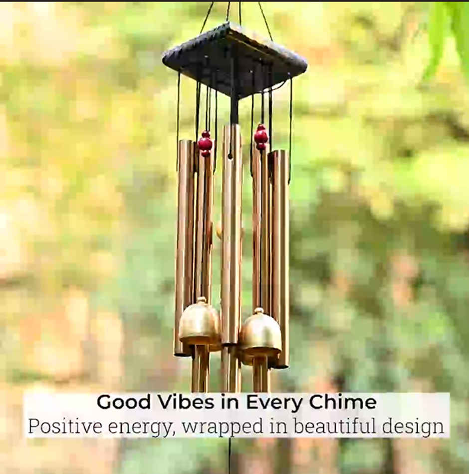 HINDCRAFT Golden Soothing Wind Chimes for Bedroom and Living Room Spiritual Home Decor for Peace