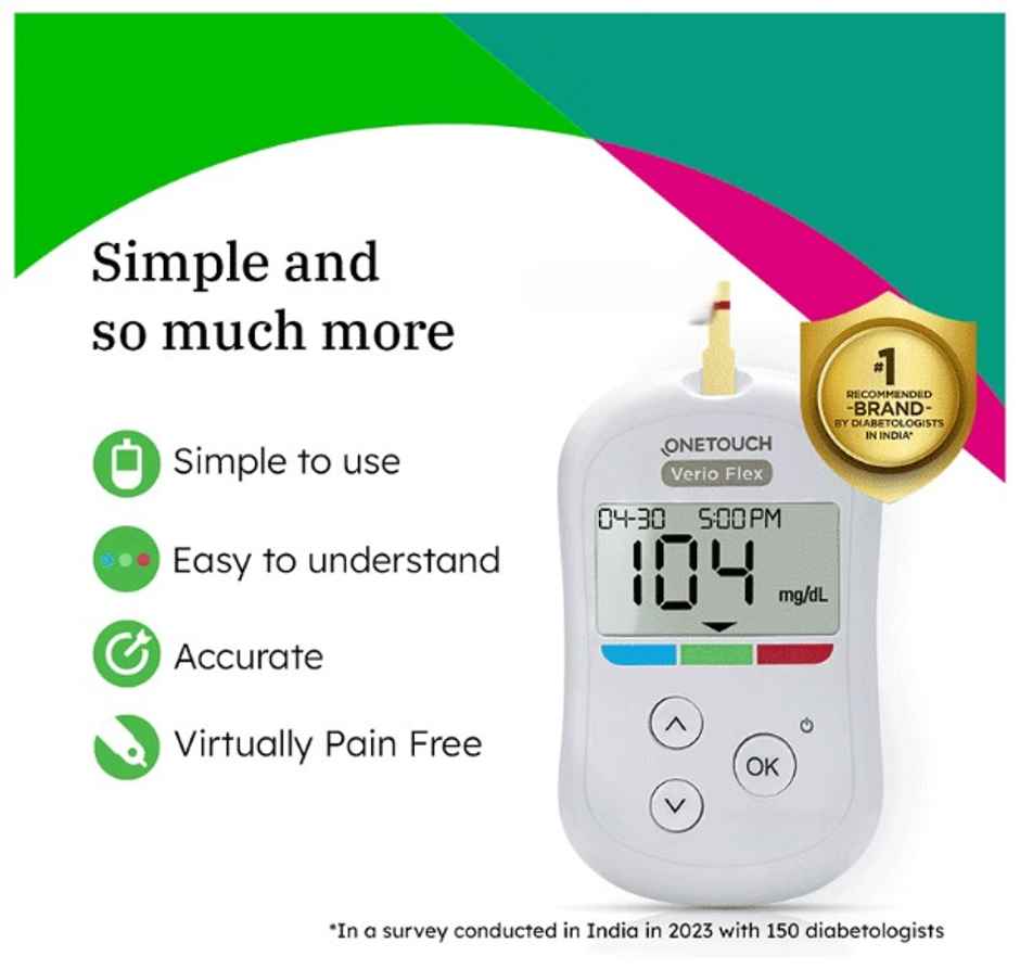 OneTouch Verio Flex Blood Glucose Monitor With Free 10 Test Strips