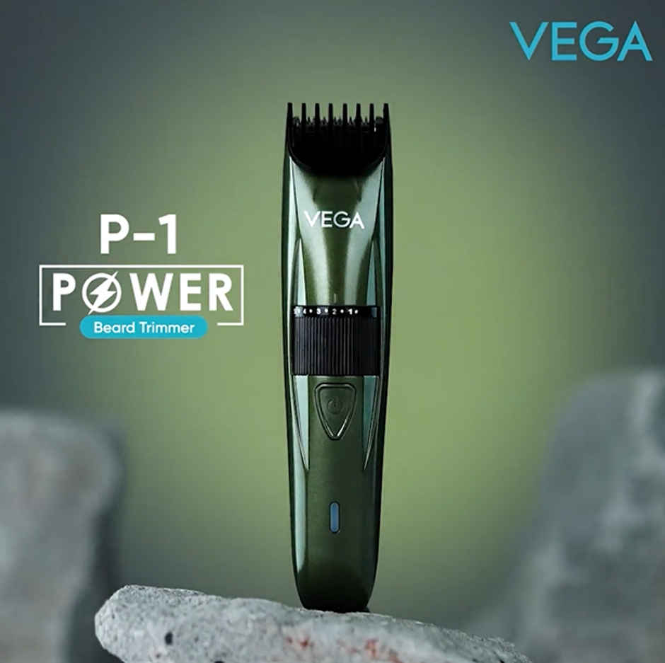Vega P1 Battery Powered Beard Trimmer for Men, USB C Type, 160 mins Runtime 2 Beard Comb (VHTH-25)