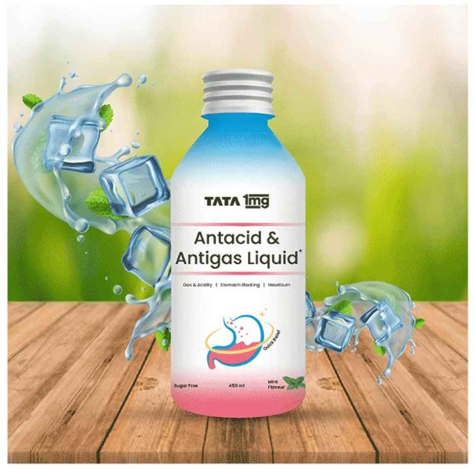 Tata 1mg Antacid and Antigas Mint Flavour Sugar Free Liquid