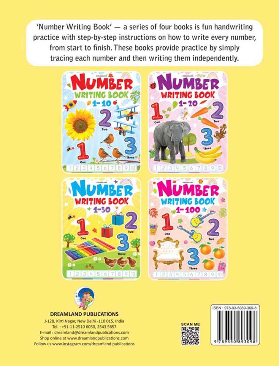 Dreamland Number Writing Book 1 to 50 for Kids Age 3 to 7