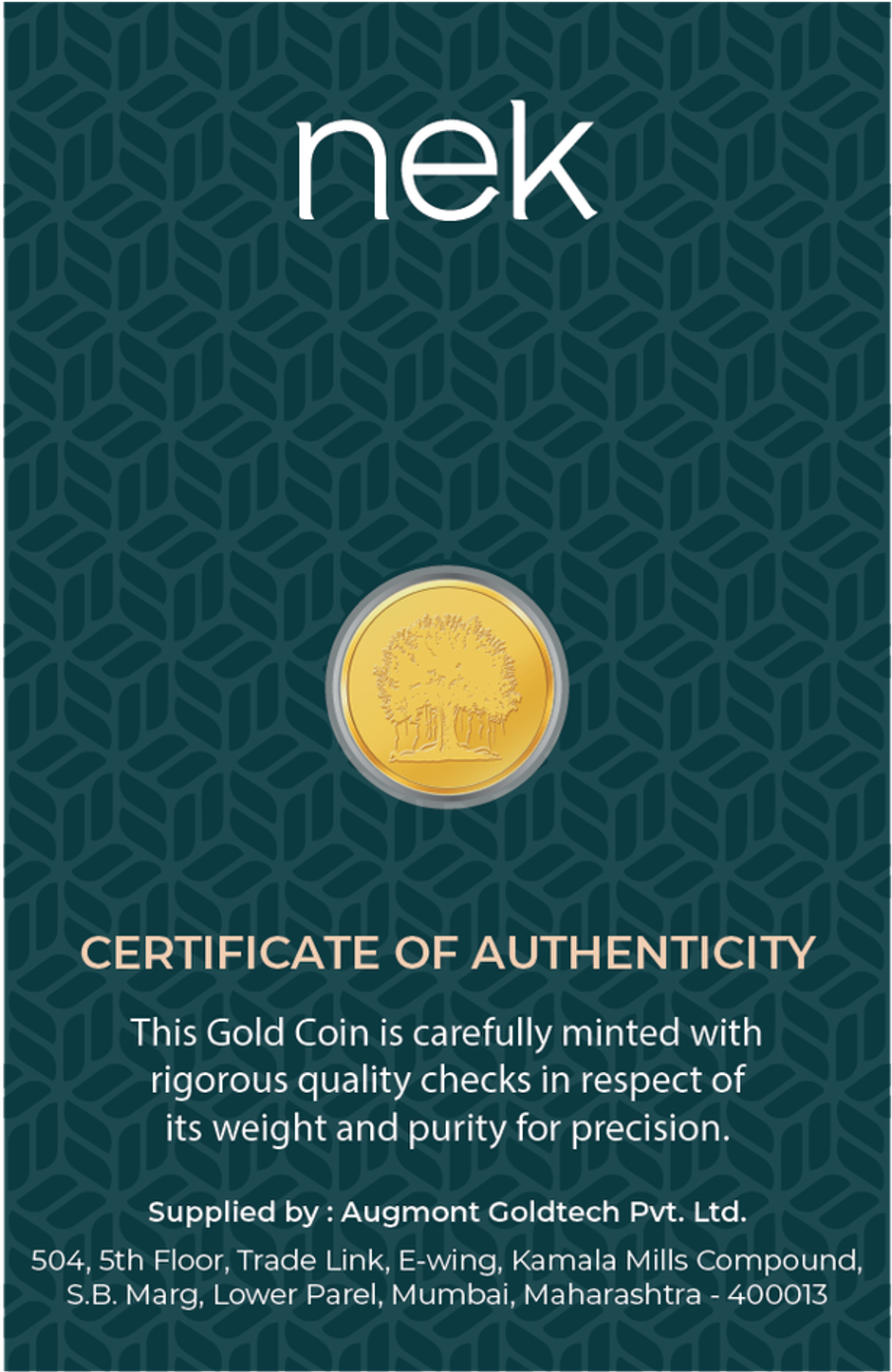 Nek By Jar Gold Coin 24K (999 Purity)