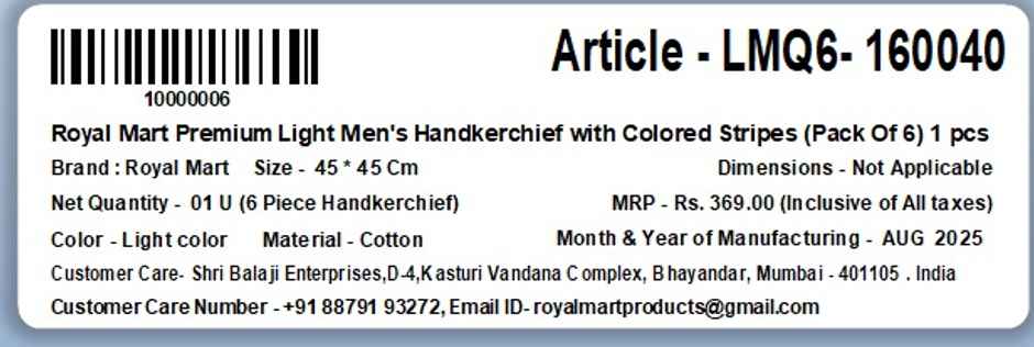 Royal Mart Men's Cotton Handkerchief | Assorted