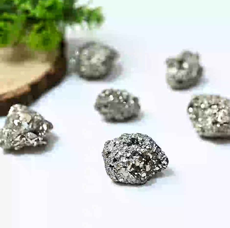HINDCRAFT Original Pyrite Crystal Cluster | Raw Pyrite Stone for Wealth - Abundance - Protection