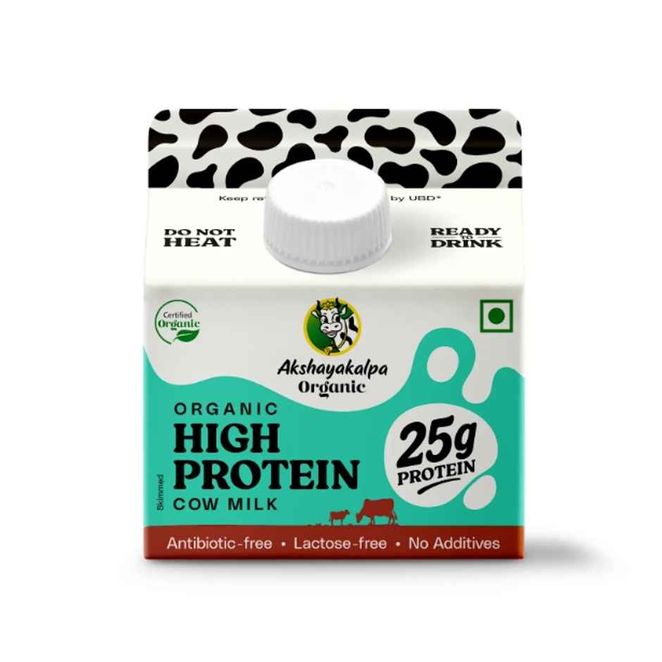 Akshayakalpa Organic High Protein Cow Fresh Milk | 25g Protein | Gable Top Pack