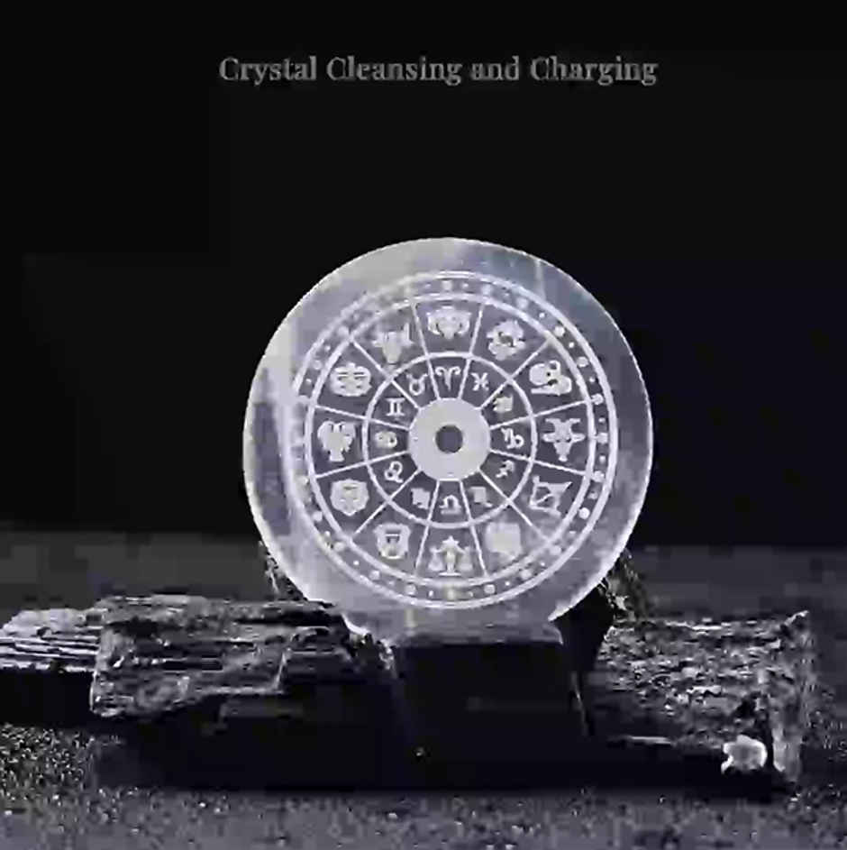 Hindcraft Selenite Plate With Zodiac Signs