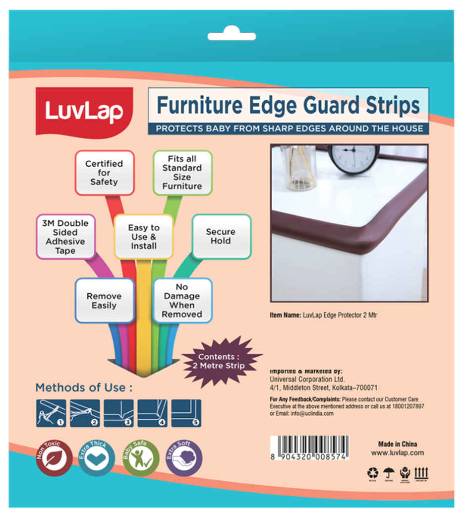 LuvLap Furniture Edge Guard Strips for Baby safety with 3M Adhesive, 2 Metre, Non Toxic, BPA Free