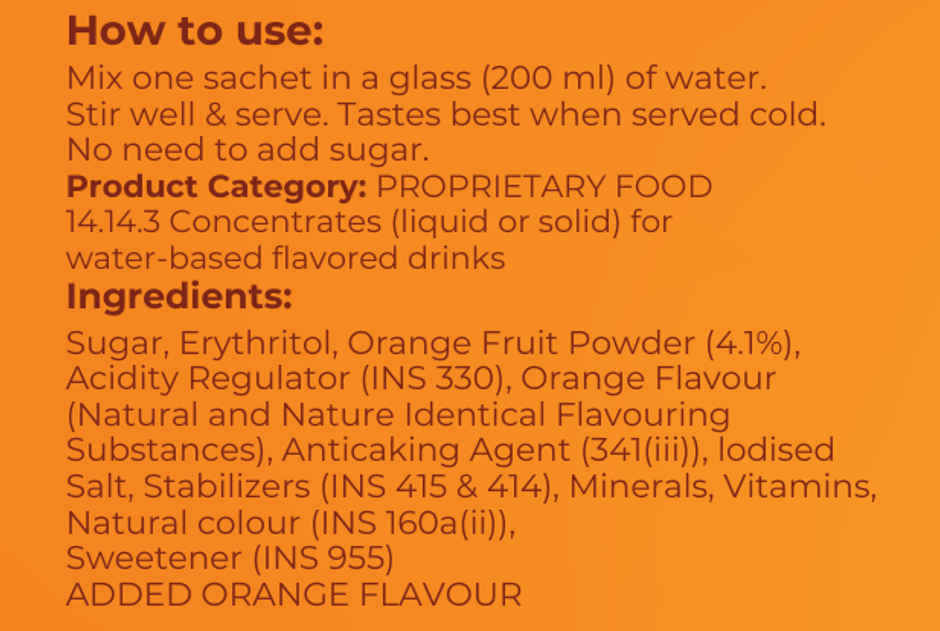Good Monk Fruit Drink Mix | Natural Orange | 50% Less Sugar | 8 Vitamins & Minerals | 3 Sachets