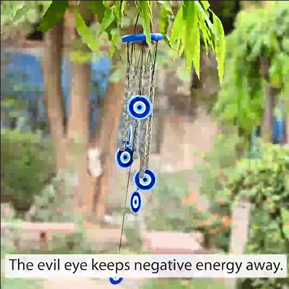 HINDCRAFT Evil Eye Wind Chimes for Home and Garden Spiritual Protection and Positive Energy Decor