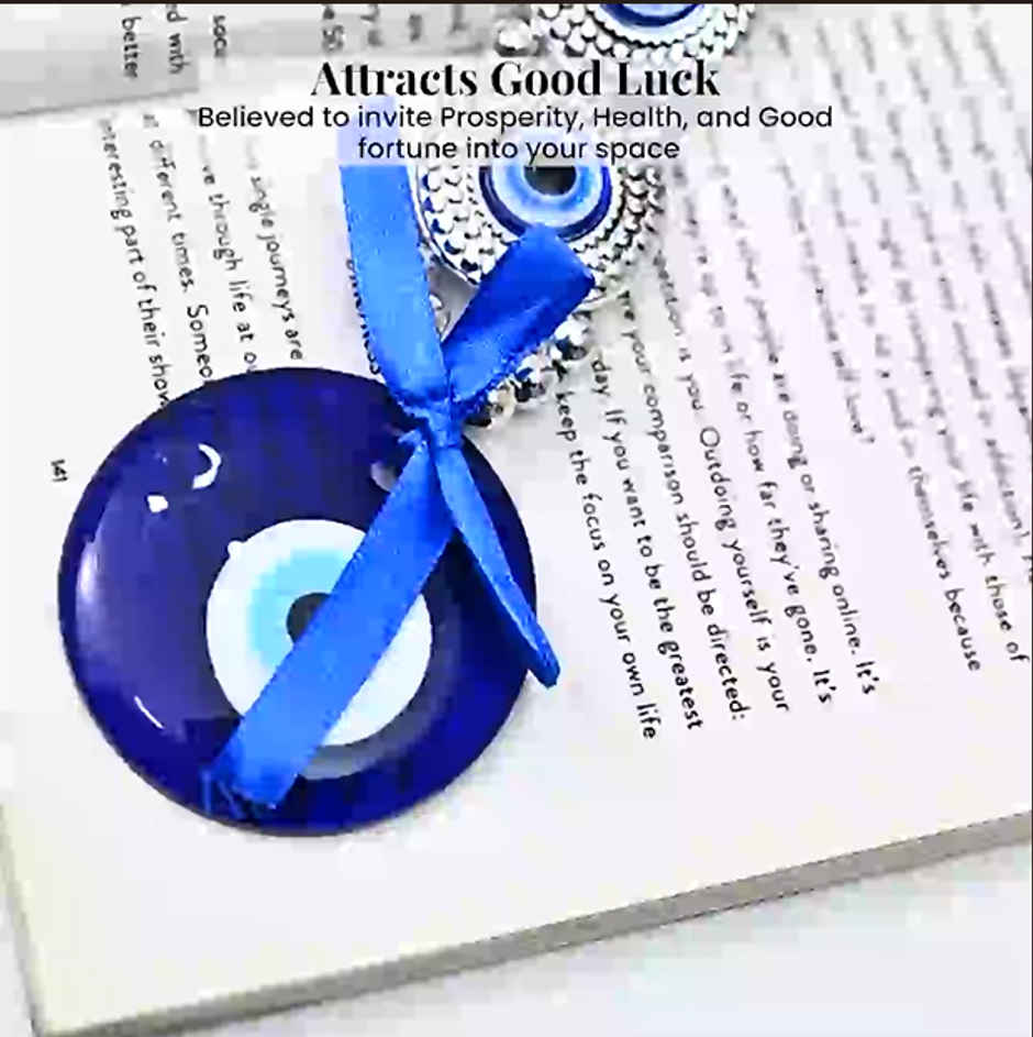HINDCRAFT Evil Eye Wall Hanging Spiritual Good Luck Charm and Protection Decor for Home and Office