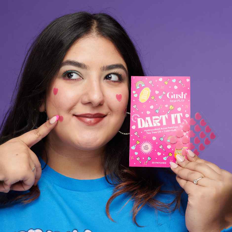 Gush Beauty Dart It Hydrocolloid Pimple Patches | For Healing Acne, Zits and Blemishes | Pink Heart
