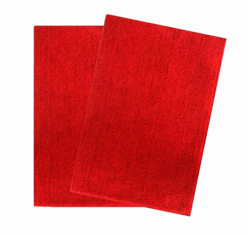 Kunal Enterprises Red Anti Slip Water Absorbent Bath Mat (58cm x 38cm)