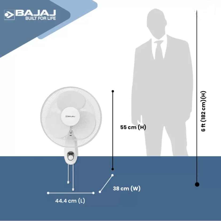 Bajaj Crest Neo Wall Fan, 400mm, All White