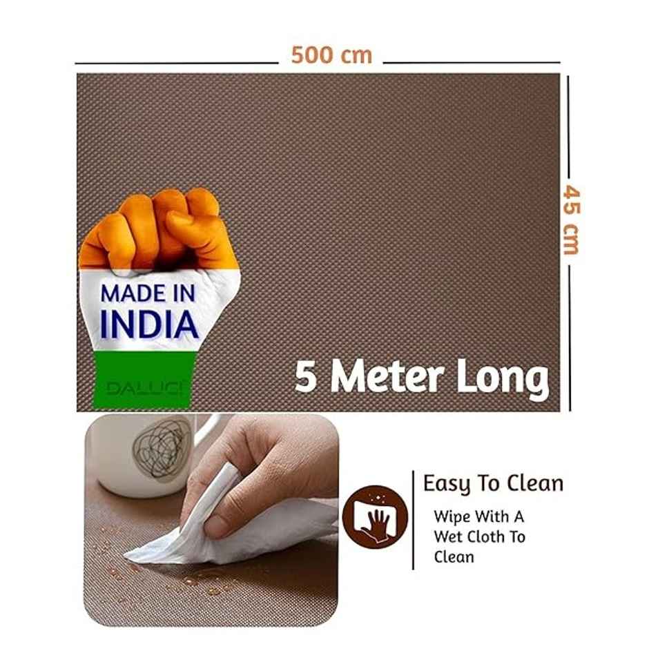 Daluci Multipurpose Eva Anti-Slip BathrooM | Kitchen and Drawer Mat Liner | 45 Cm x 5 M | Brown