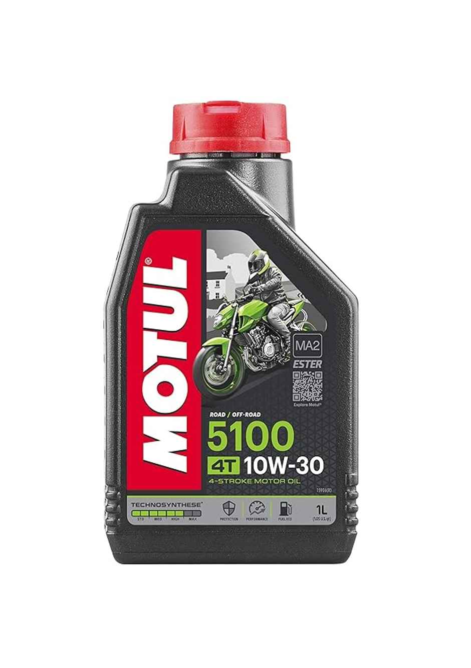 Motul 5100 4T Hybrid 10W-30 API SM Technosynthese Semi Synthetic Engine Oil for Bikes | 1L