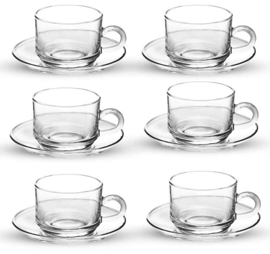 Treo By Milton Bistro Cup And Saucer, Transparent, Set Of 12