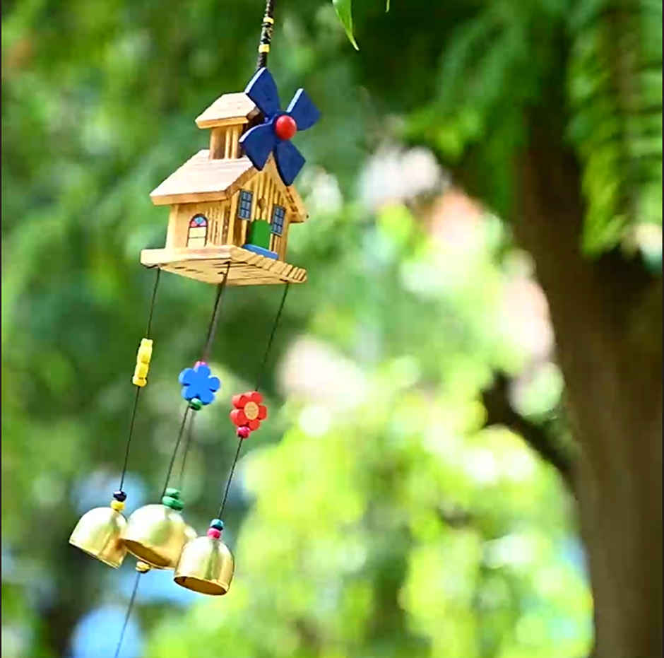 HINDCRAFT Spiritual House Windchime with 5 Bells Vastu Wind Chimes for Positive Energy and Harmony