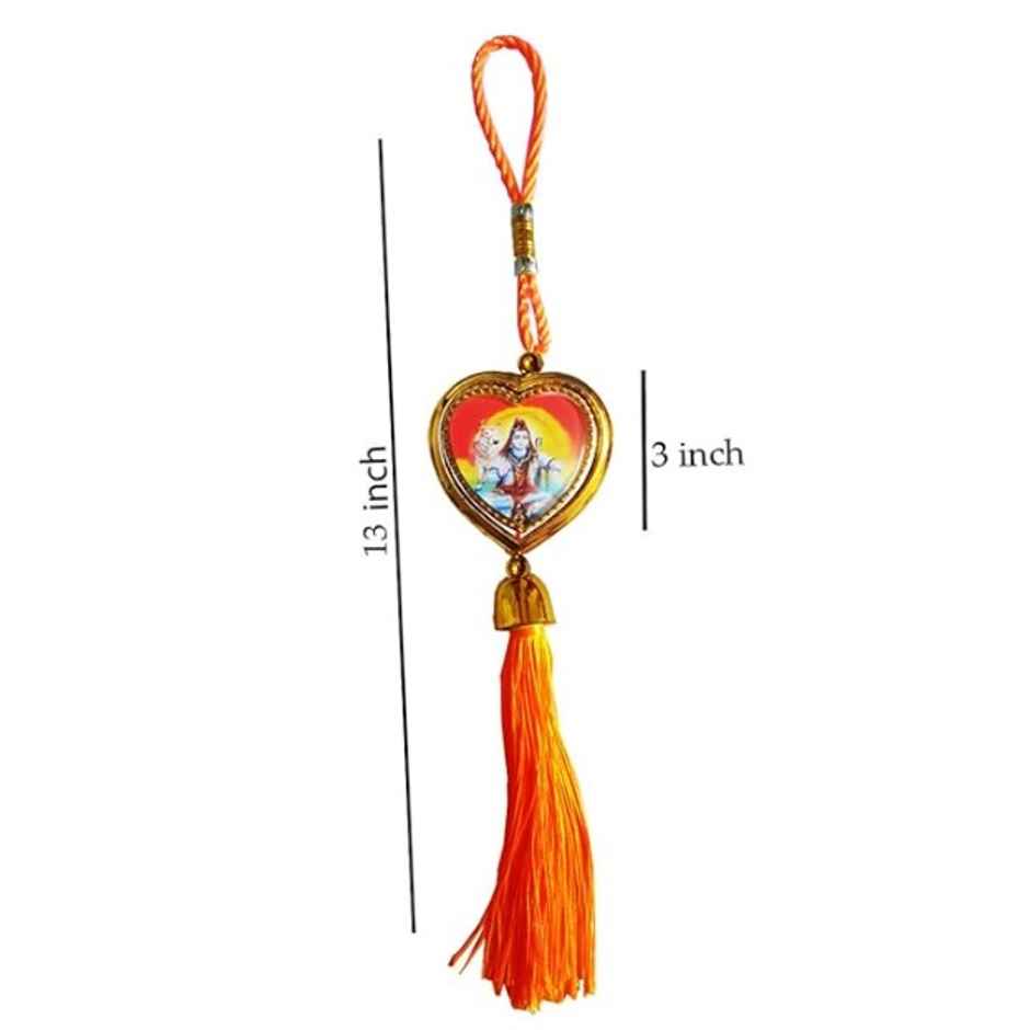 TiyuTrendzz Lord Shiva Rotational Dual Side Heart Decor Hanging Red Tassel | Car Rearview Mirror