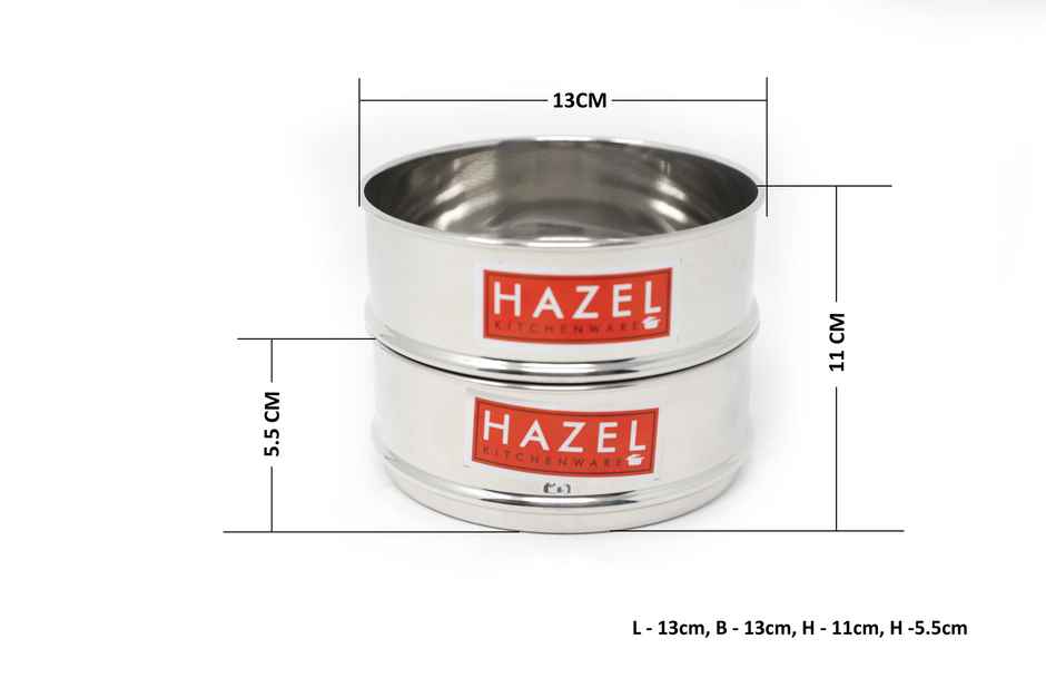 Hazel Stainless Steel Stackable Separator | 13 Cm Cooker Dabba Fits In 3 Litre Cooker, Set Of 2