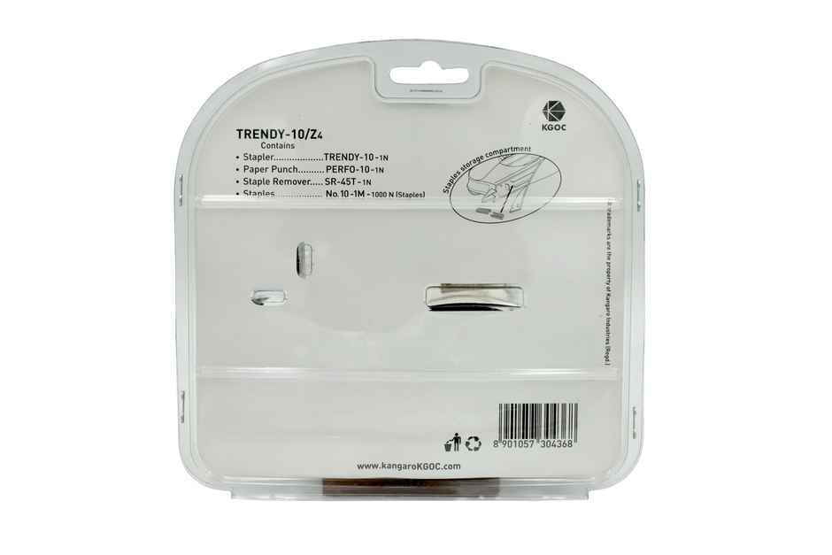 Kangaro Trendy Series Set Of Trendy Stapler, Perfo Punch, Staple Remover And Staples Pin - Assorted