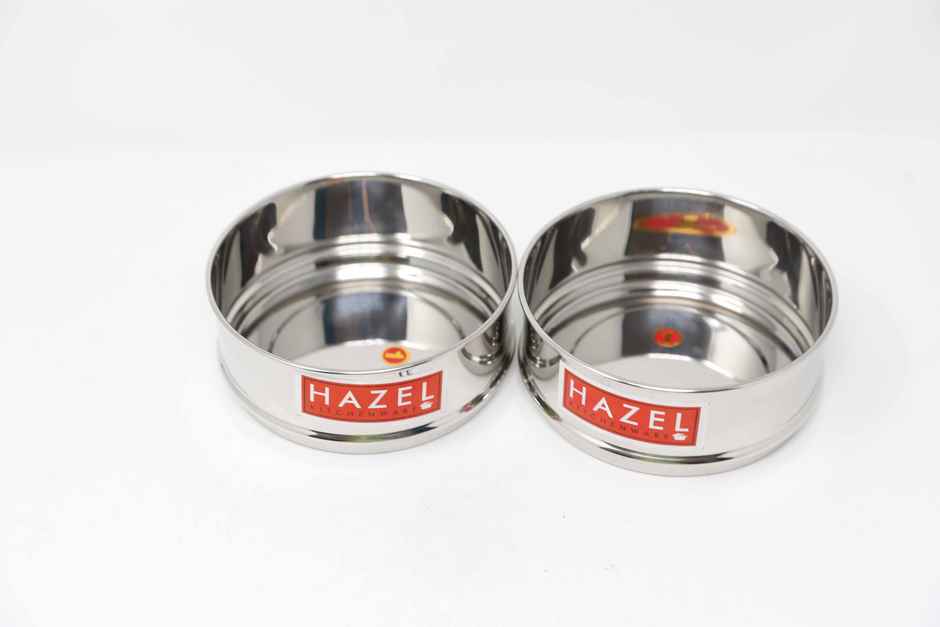 Hazel Stainless Steel Stackable Separator | 13 Cm Cooker Dabba Fits In 3 Litre Cooker, Set Of 2