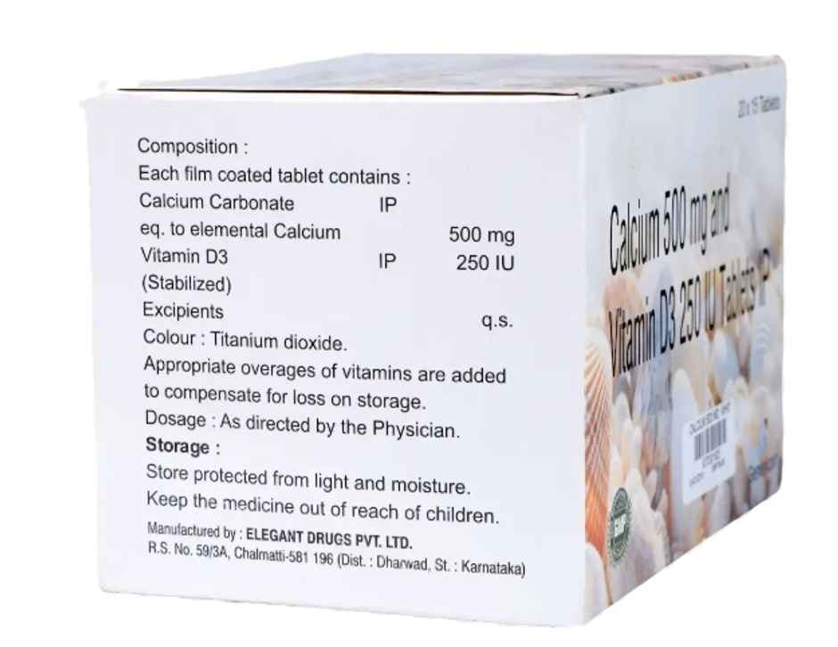 Genericart Calcium 500mg + Vitamin D3 250IU Tablet