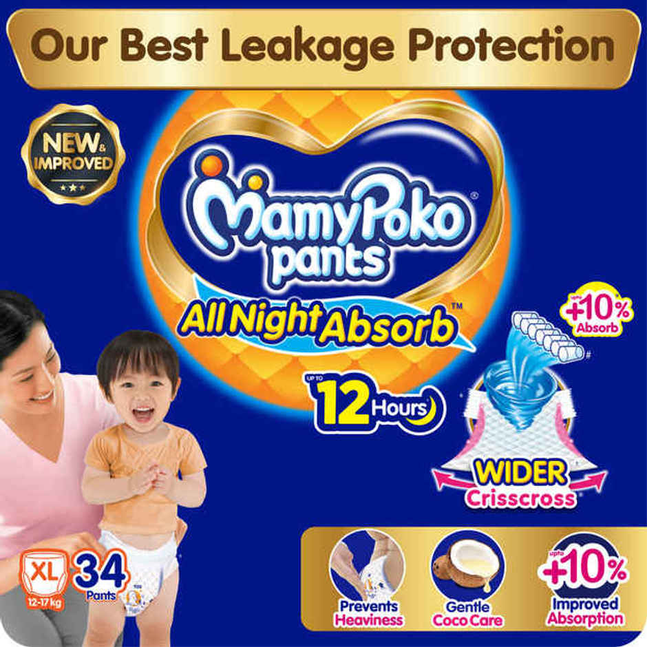 Mamypoko All Night Absorb Pant Style Diaper | XL | 34 pcs