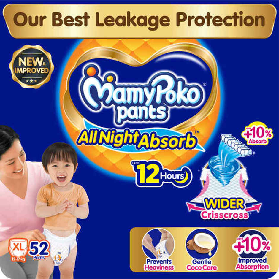 Mamypoko All Night Absorb Pant Style Diaper | XL | 52 pcs