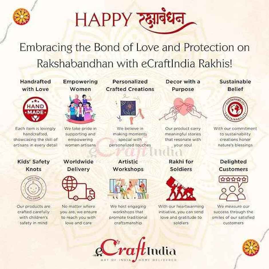 Om Rudraksha Rakhi with Roli Chawal Pack for Brother Raksha Bandhan | Ecraftindia