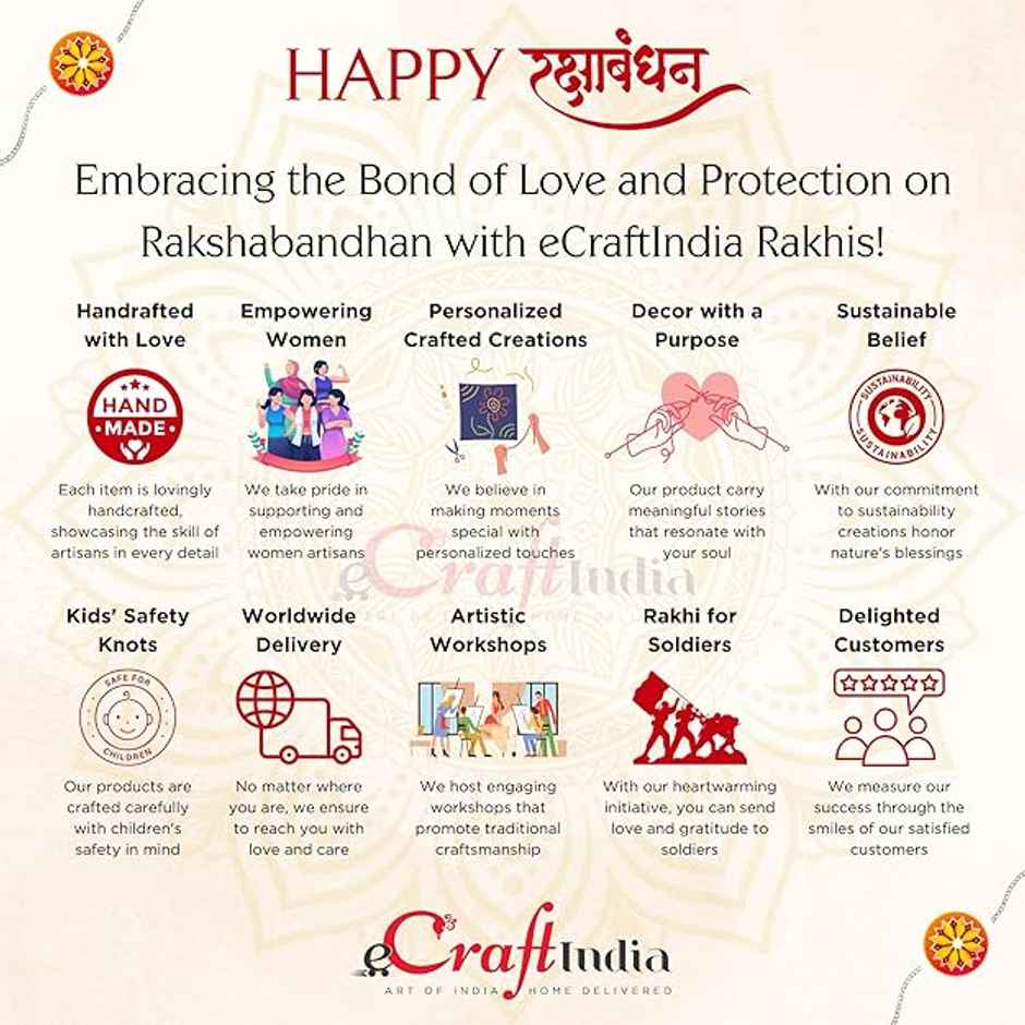 Krishna Flute Cow Religious Rakhi with Roli Chawal Pack Rakhi for Brother Bhaiya Bhai | Ecraftindia